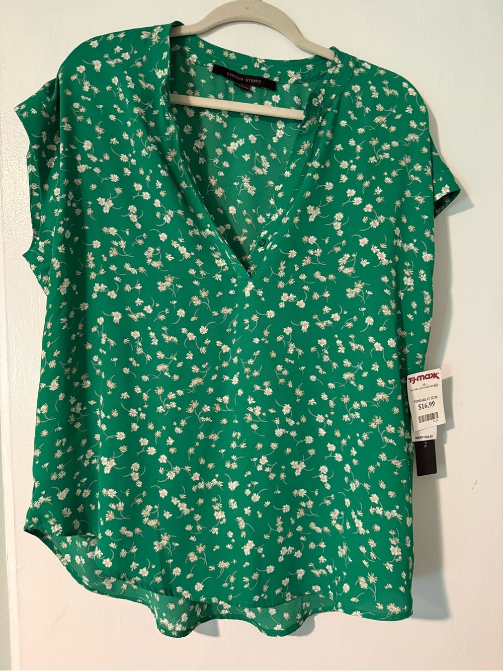 Cynthia Steffe Green Floral Blouse